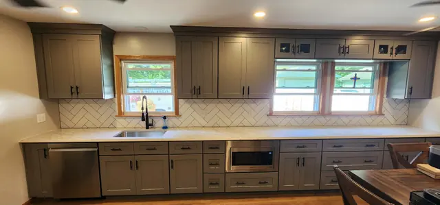 Herringbone subway backsplash